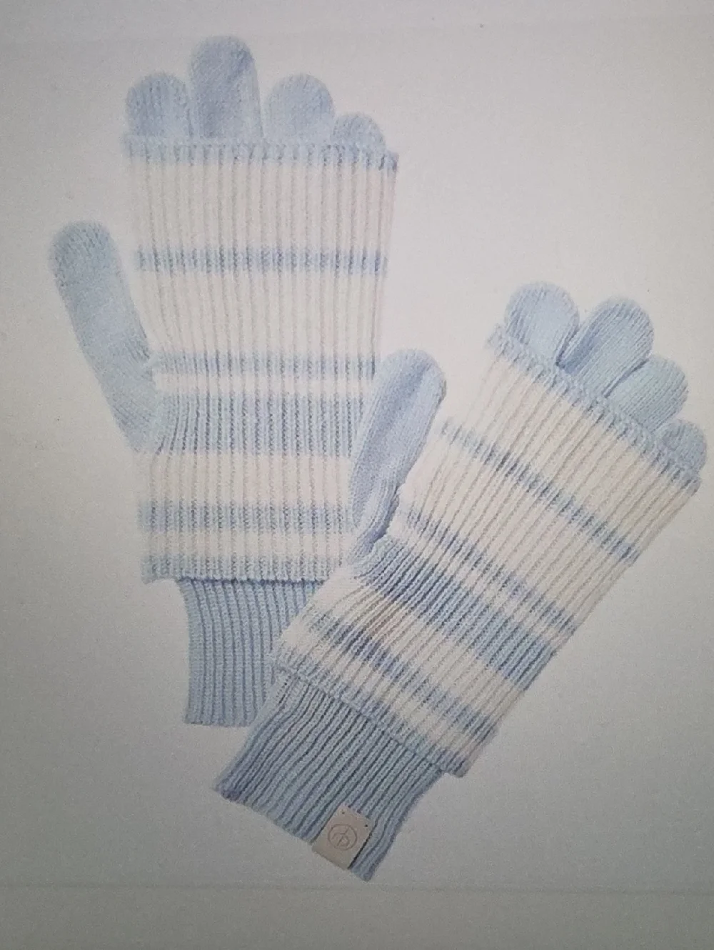 RAG & BONE Blake Stripe Layered Wool Blend Tech Gloves Blue